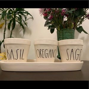 Rae Dunn planters with tray